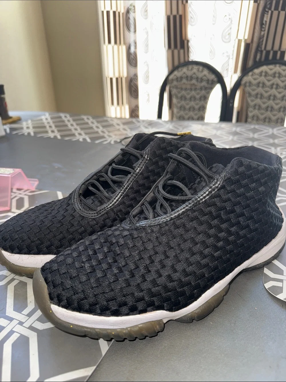 Men's Black Woven Athletic Sneakers